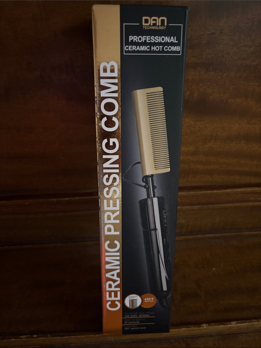Ceramic Pressing Hot Comb — Black and Gold